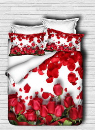 L'essentiel linge de maison Juego de funda de edredón individual con impresión 3D, Rojo, Verde y Blanco